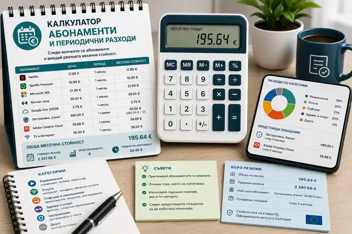 Калкулатор абонаменти и периодични разходи