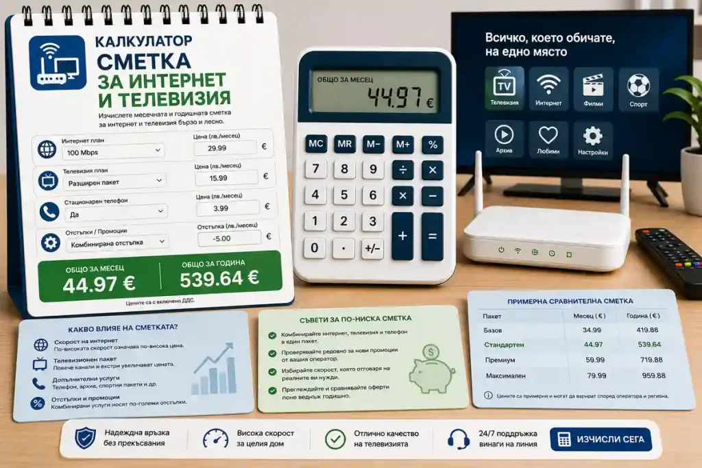 Калкулатор сметка за интернет и телевизия